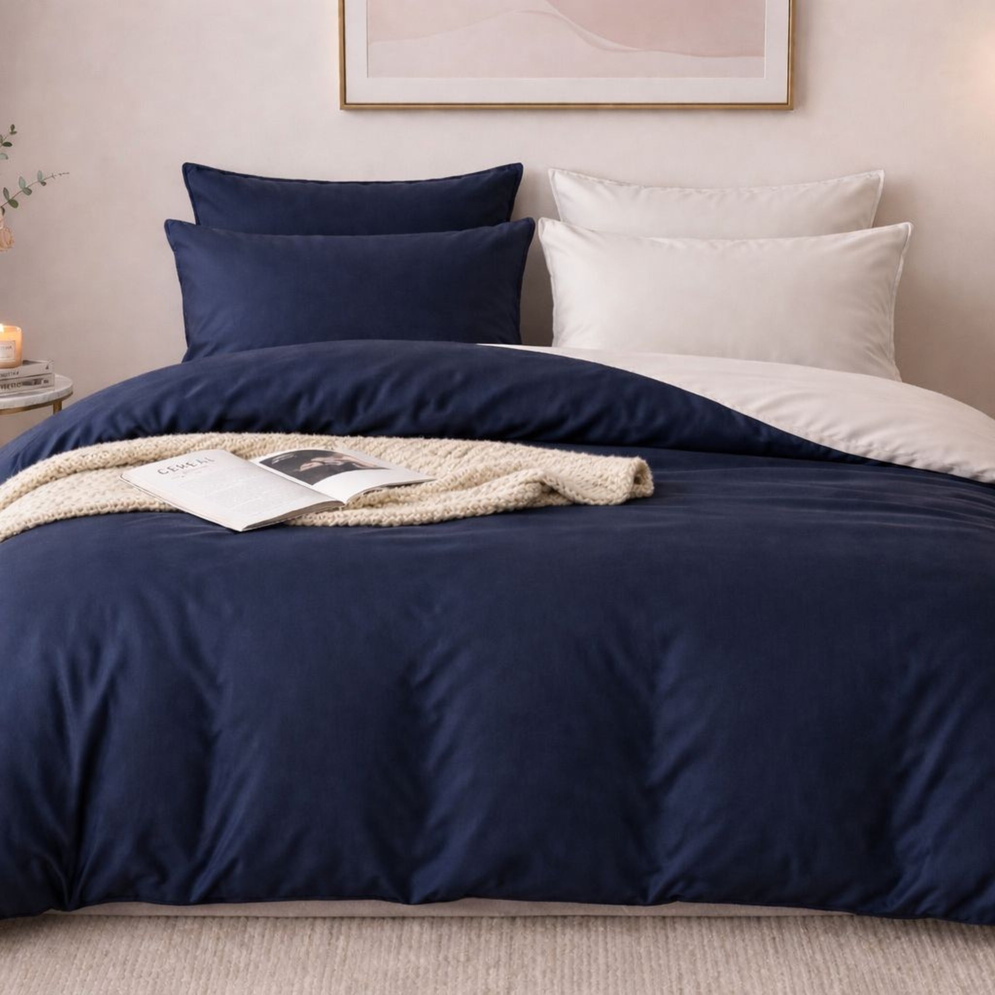 Cotton Satin & 100% Cotton Double-Face Duvet Set
