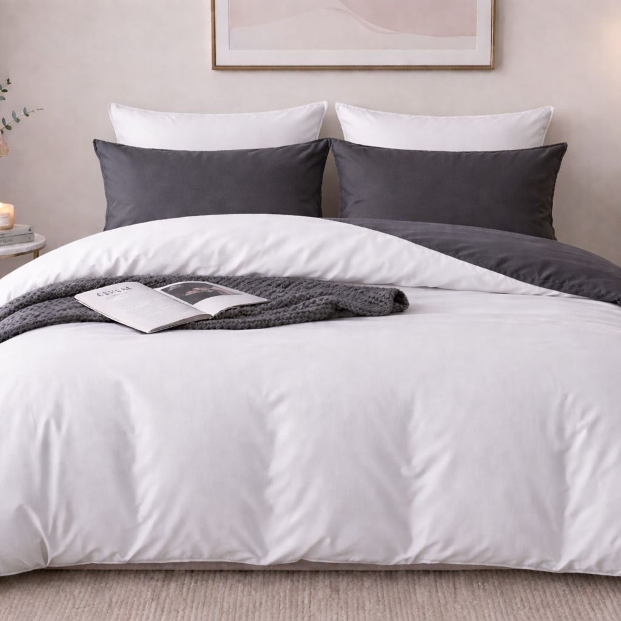 Cotton Satin & 100% Cotton Double-Face Duvet Set