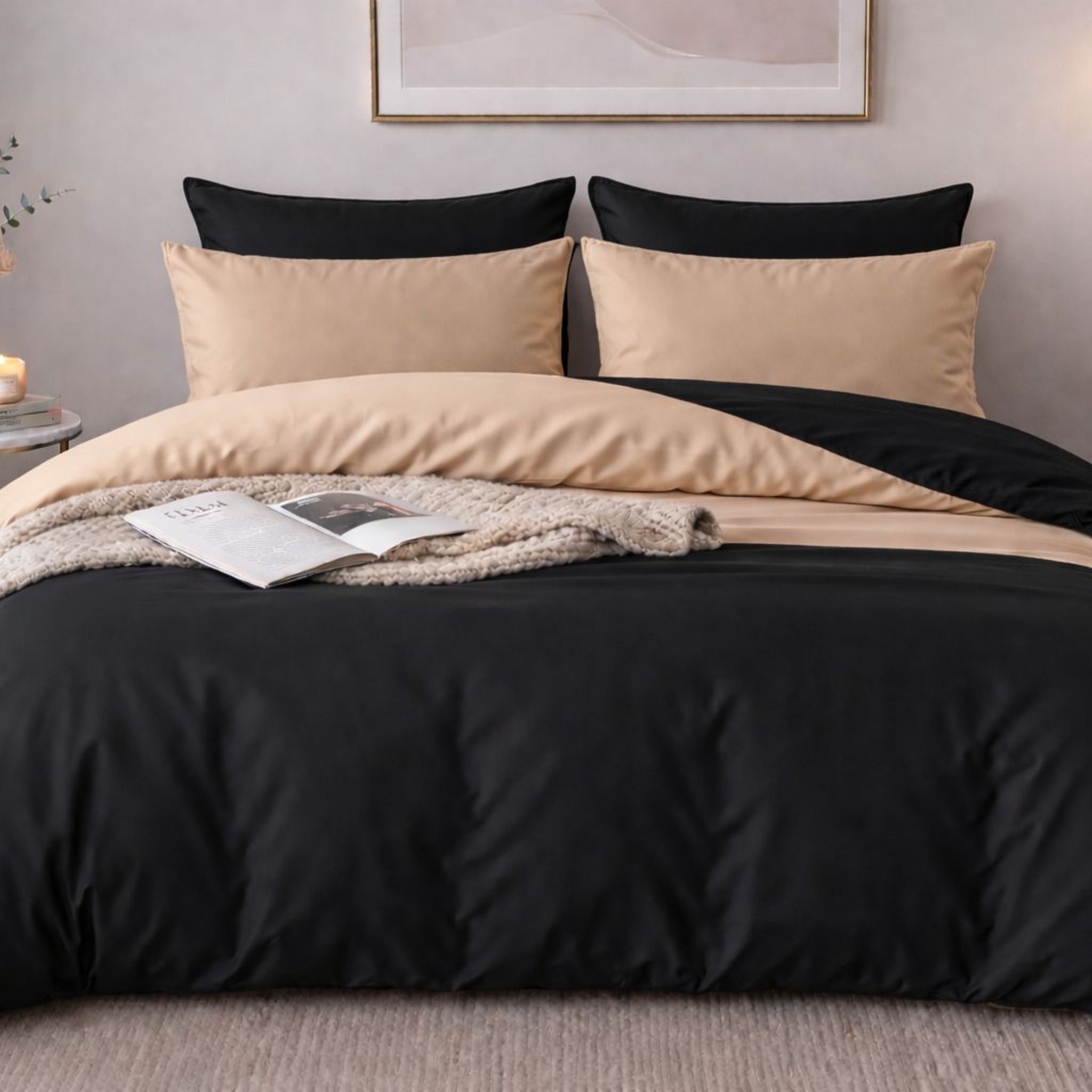 Cotton Satin & 100% Cotton Double-Face Duvet Set