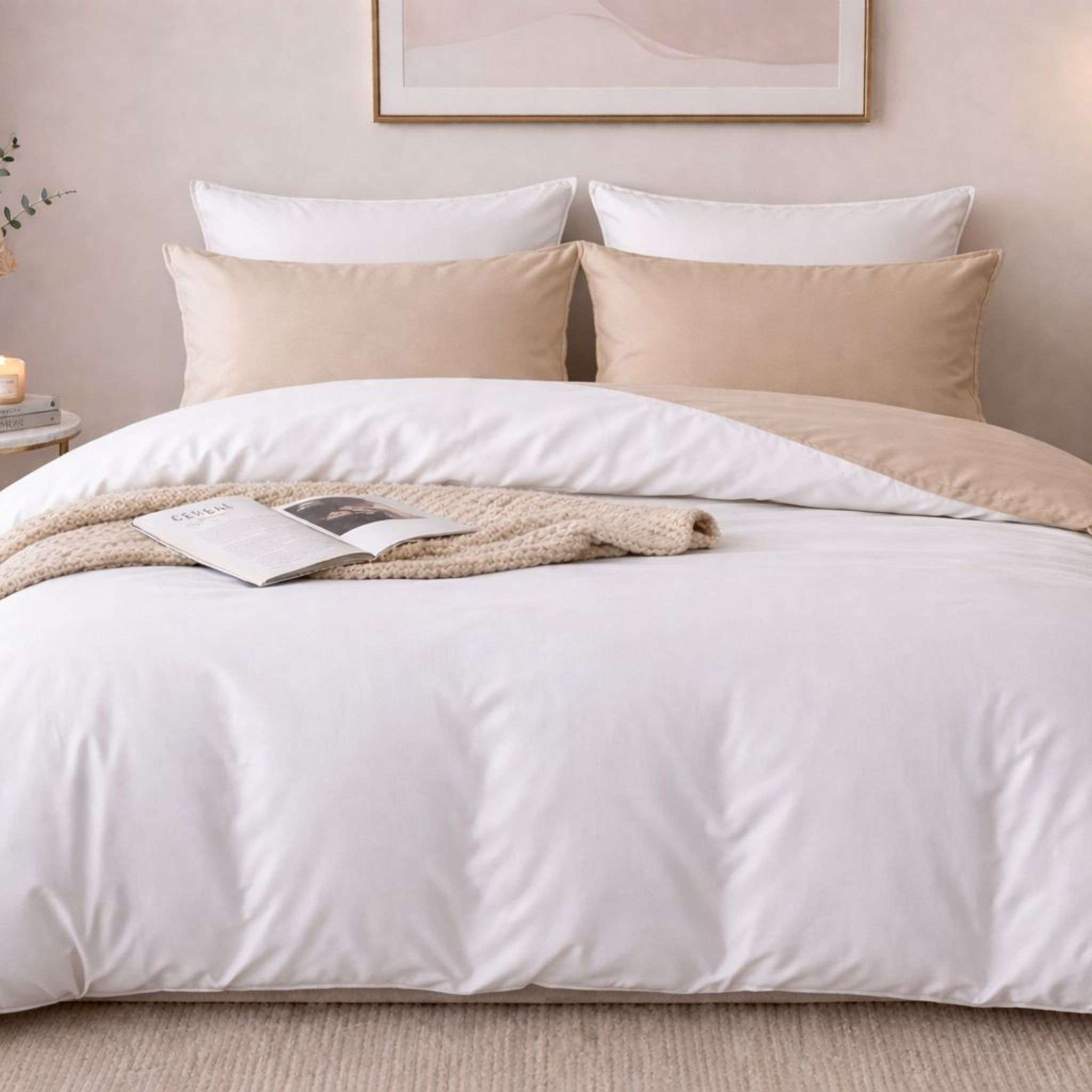 Cotton Satin & 100% Cotton Double-Face Duvet Set