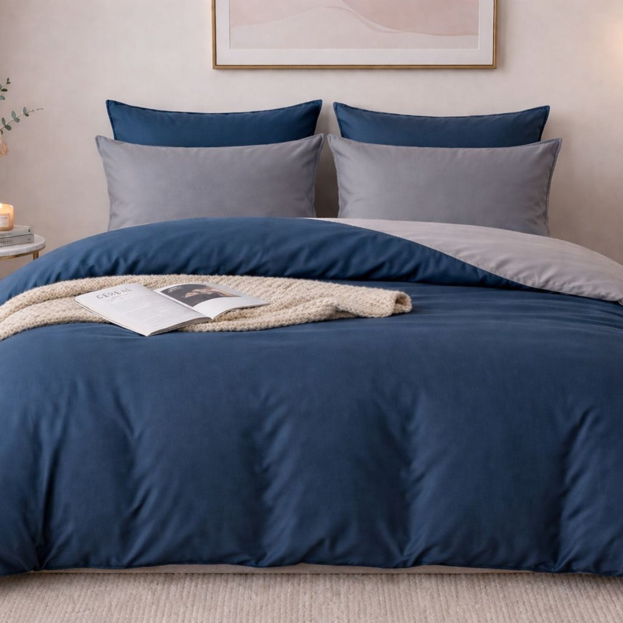 Cotton Satin & 100% Cotton Double-Face Duvet Set