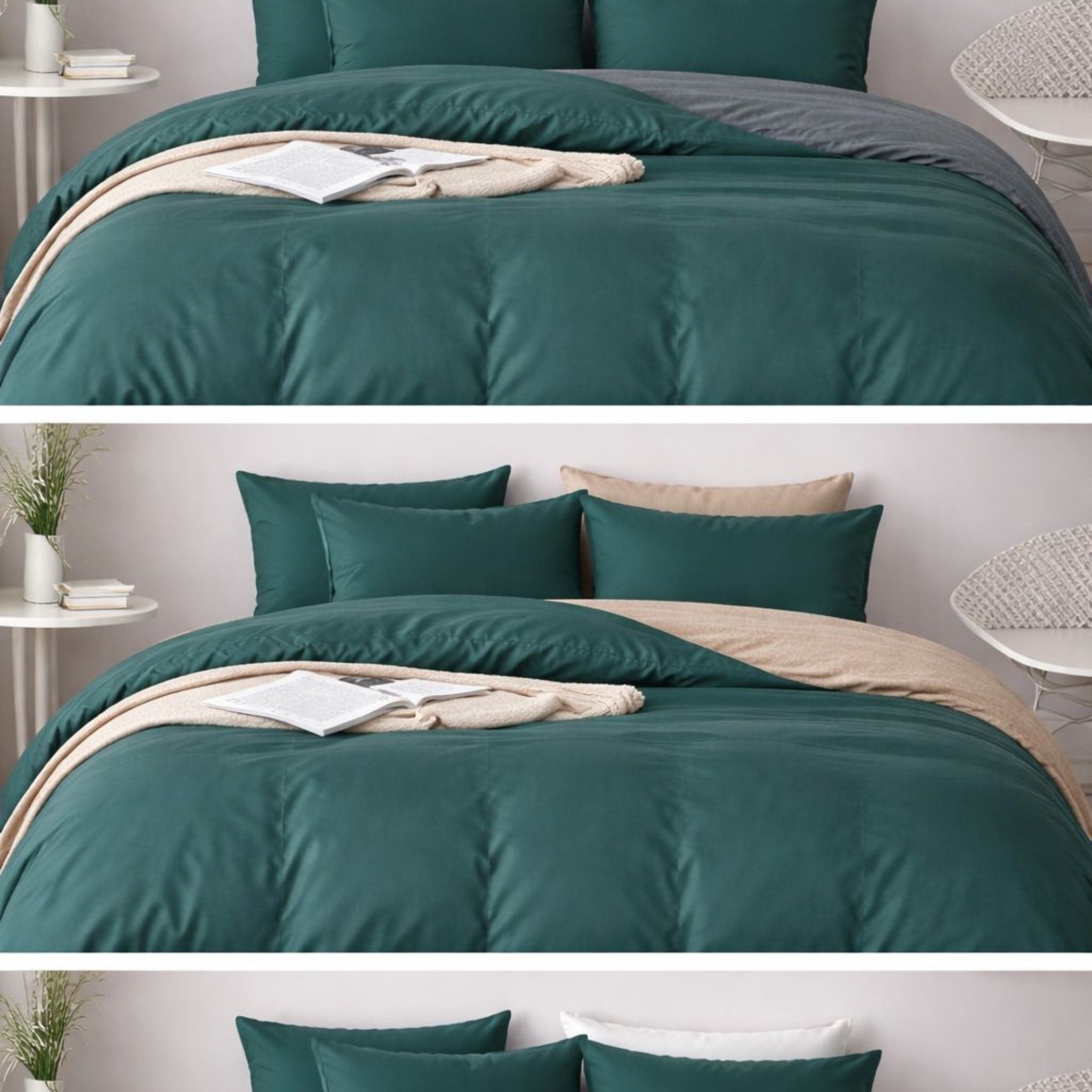 Cotton Satin & 100% Cotton Double-Face Duvet Set