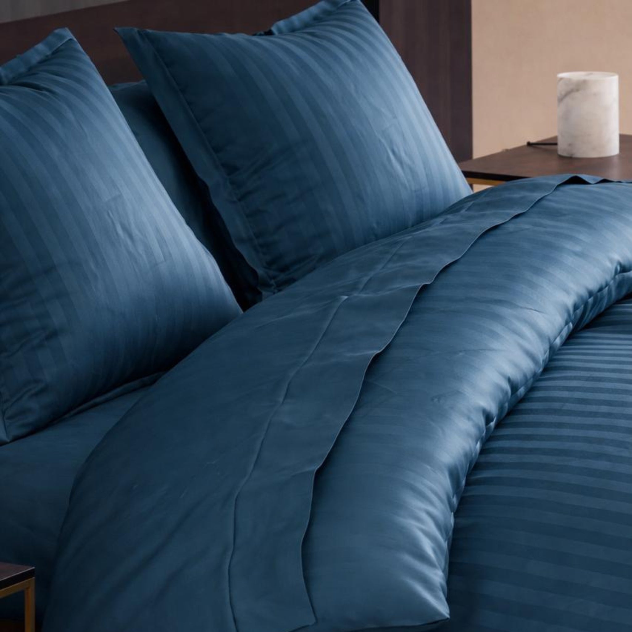 Duo cotton satin & cotton percale double face duvet bedset