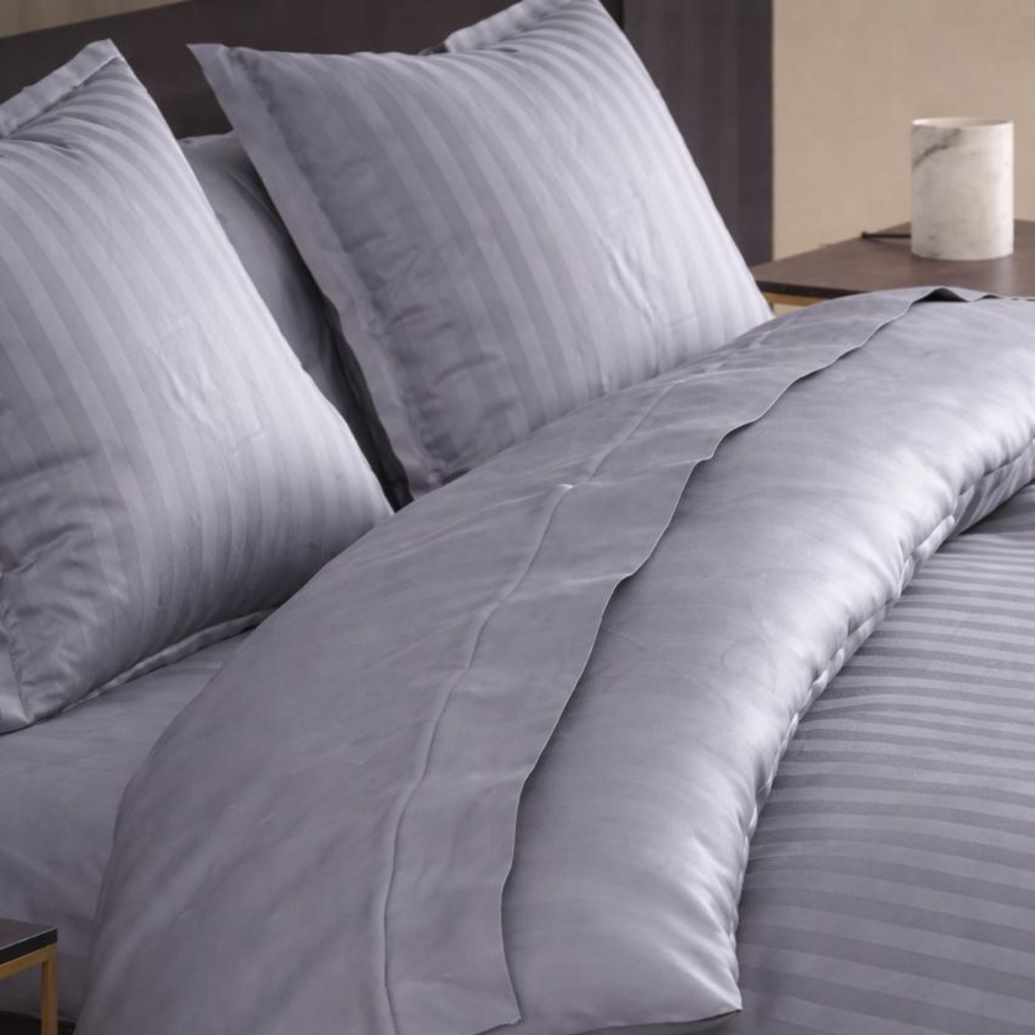 Duo cotton satin & cotton percale double face duvet bedset