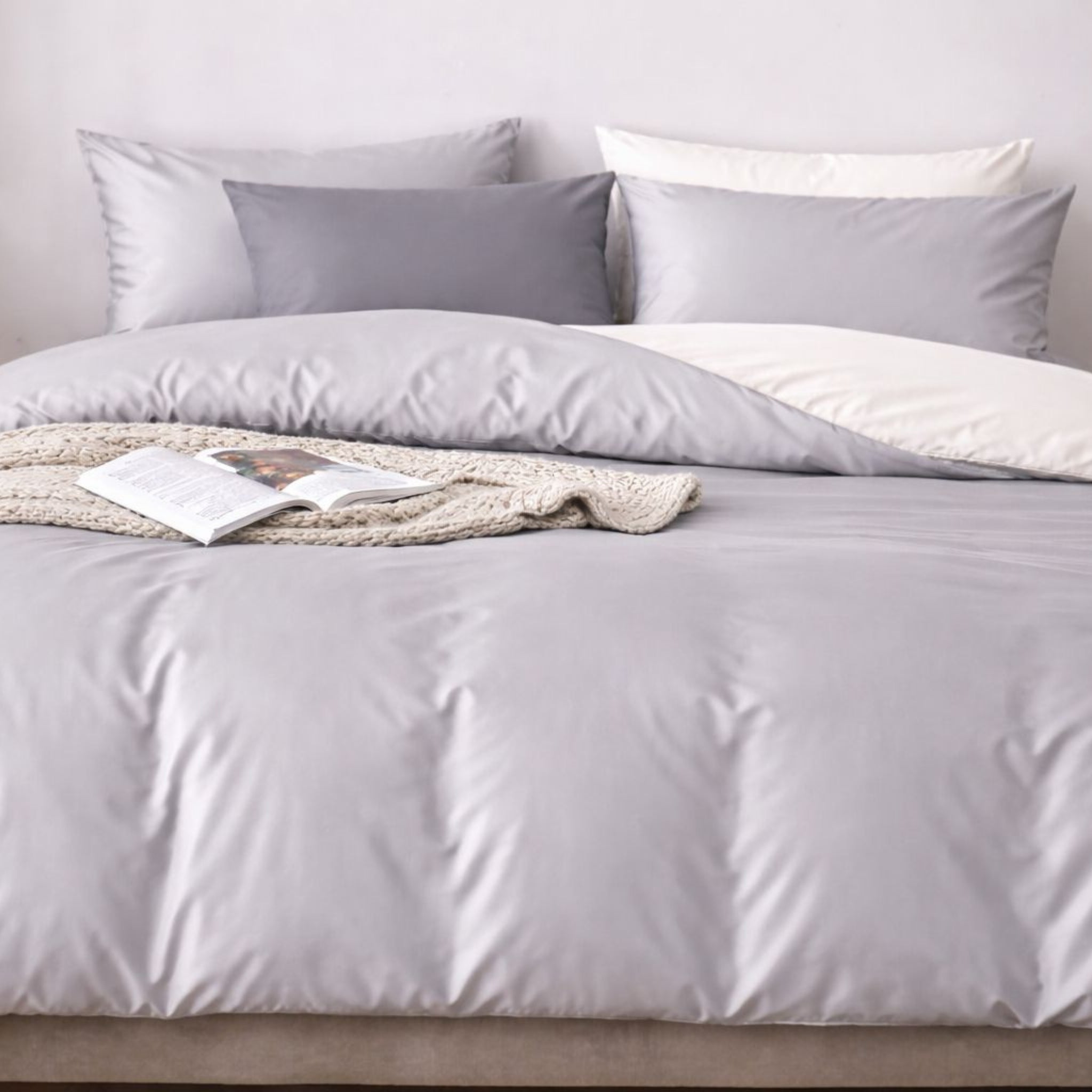 Cotton Satin & 100% Cotton Double-Face Duvet Set